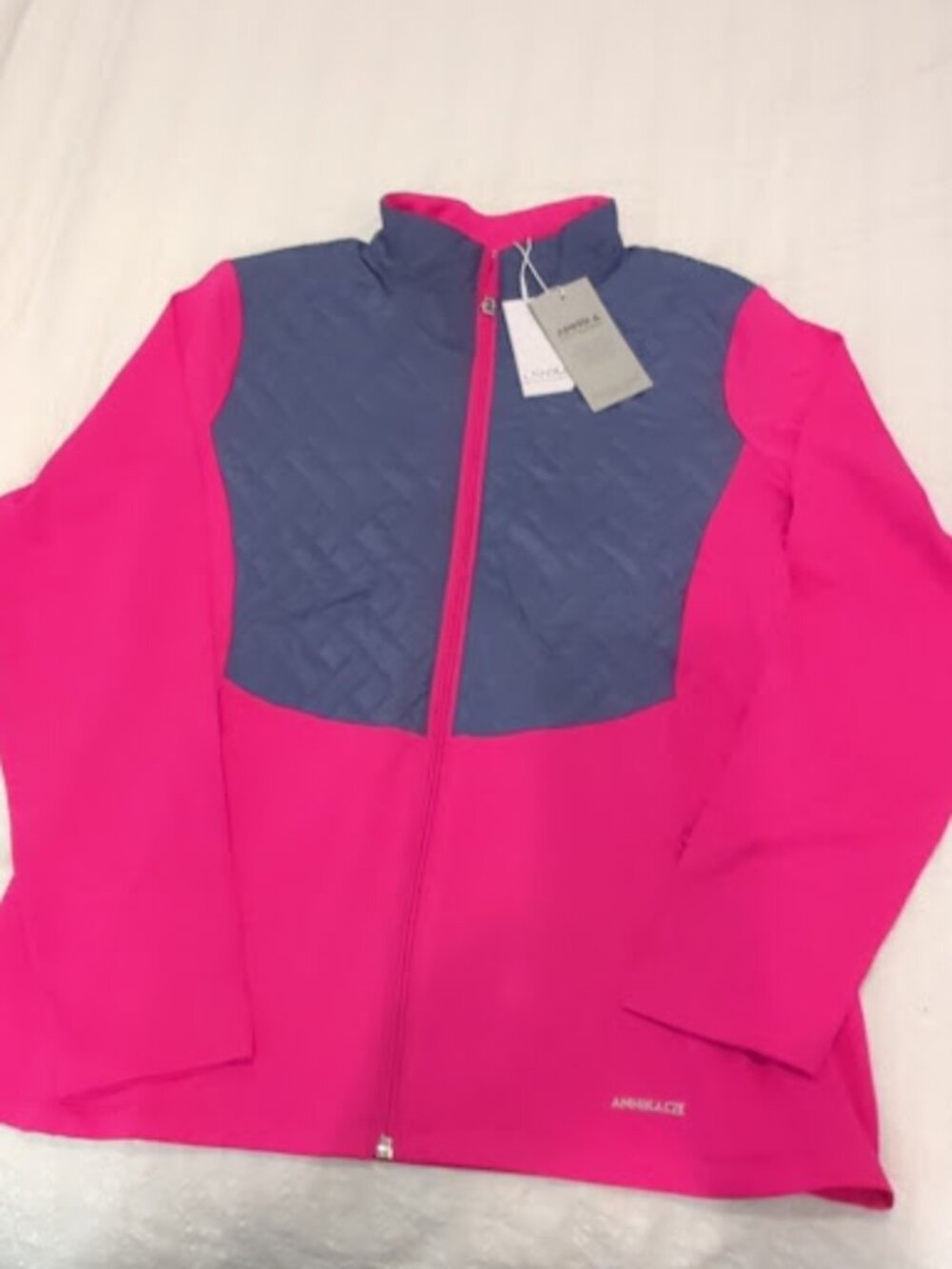 NWT Annika Cutter & Buck Pink & Grey Quilted Full-Zip Jacket Size M